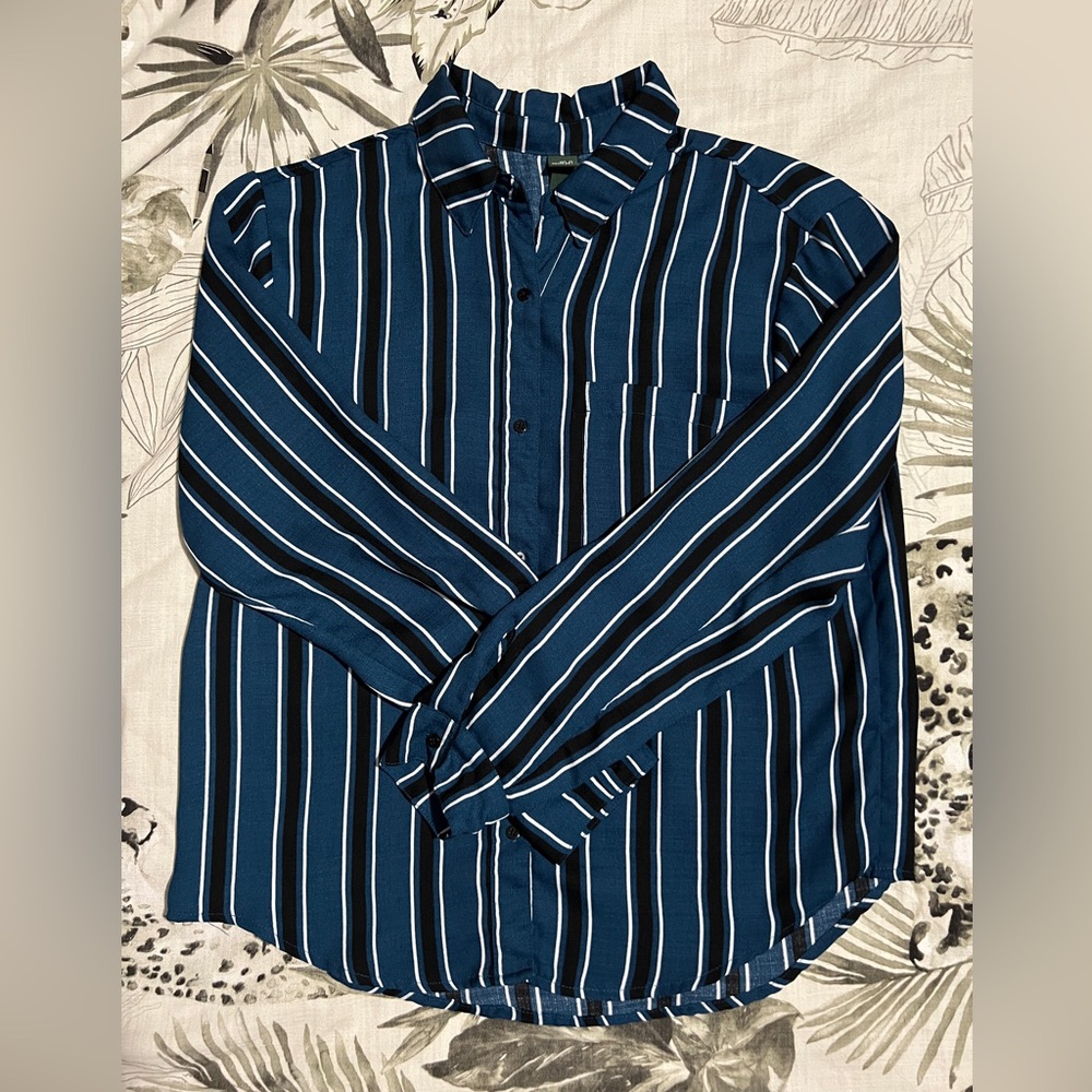Wild Fable Oversized Striped Button Down Blouse